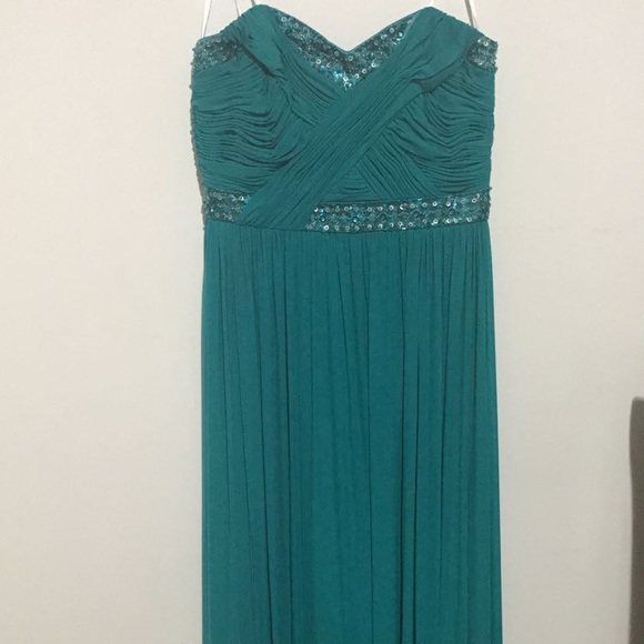 Laura Petite Chiffon Teal Strapless Dress Prom Formal Bridesmaid - Picture 3 of 4